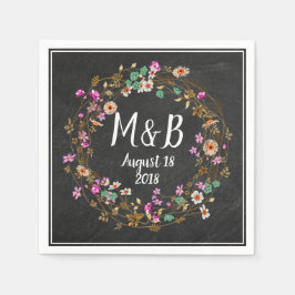 カスタム カントリー スタイル フラワー リース アート モチーフ スタンダードカクテルナプキン