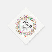 カスタム カントリー スタイル フローラル リース アート モチーフ スタンダードカクテルナプキン (角)