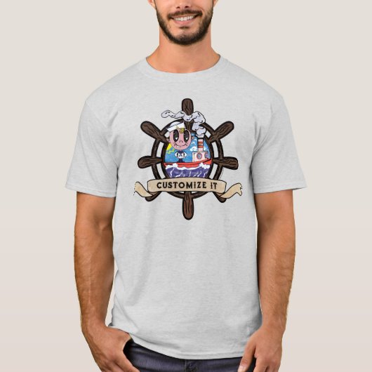カスタム カートゥーン セーラー 航海 船輪 Tシャツ (正面)