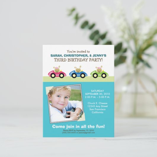 :カスタム:カートリオアクアバースデーパーティーの招待 招待状 (スタンド正面)