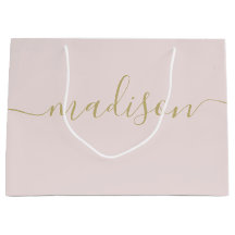 カスタム ガーリー シック フェミニン ゴールド スクリプト ブラッシュ ピンク