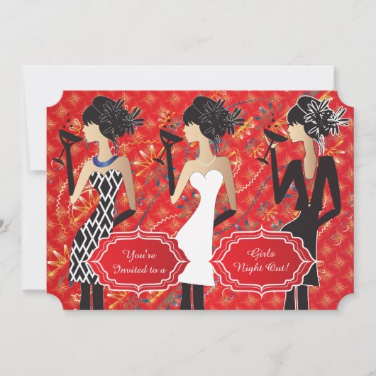 カスタム ガールズ バースデーパーティー 招待状 (正面)