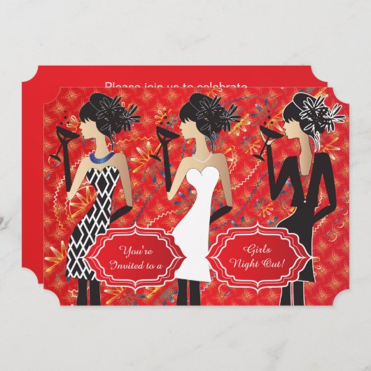 カスタム ガールズ バースデーパーティー 招待状 (正面/裏面)