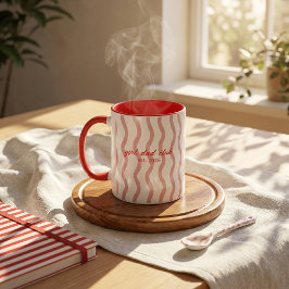 カスタム ガール・ダッド・クラブ ストライプ 陶器コーヒー マグカップ