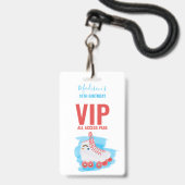 カスタム ガール バースデー パーティー ローラー スケート VIP パス バッジ (正面(ネックストラップ付))