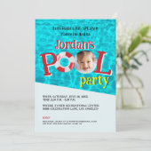 カスタム ガール フォト バースデー スイミング プール パーティ 招待状 (スタンド正面)