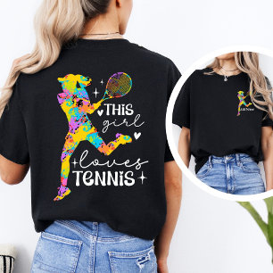 カスタム ガール ラブズ テニス 裏表プリント アクションティー Tシャツ
