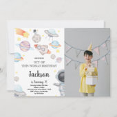 カスタム キッズ ギャラクシー パーティー 招待状 (正面)