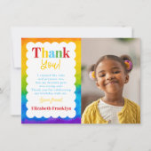 カスタム キッズ レインボー 水彩 フォト サンキューカード (正面)