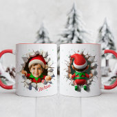 カスタム キッズ 顔 写真 楽しい クリスマス エルフ 名前 マグカップ