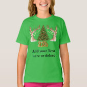 カスタム キッズ 2026 トナカイ クリスマス ガールズ Tシャツ (正面)