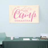 カスタム キャンプ ブライズパーティー モダン ラスティック ピンク 横断幕 (トレードショー)