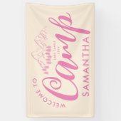 カスタム キャンプ ブライズパーティー モダン ラスティック ピンク 横断幕 (縦)