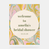 カスタム キュート マーブル パステル ブライダル シャワー ウェルカム アクリルサイン (正面)