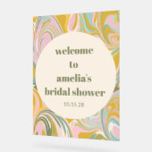 カスタム キュート マーブル パステル ブライダル シャワー ウェルカム アクリルサイン (傾斜)