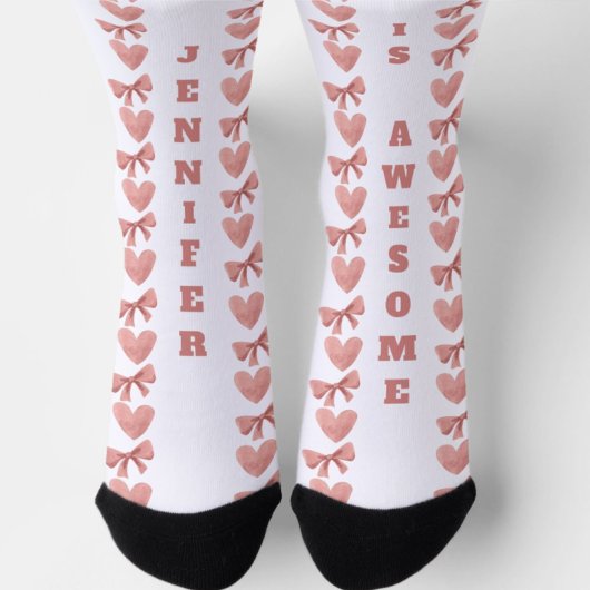 カスタム ギャレンティン バレンタイン ハートとリボン ソックス