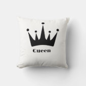 カスタム クイーン テキスト ブラック カラー クラウン イメージ クッション (正面)