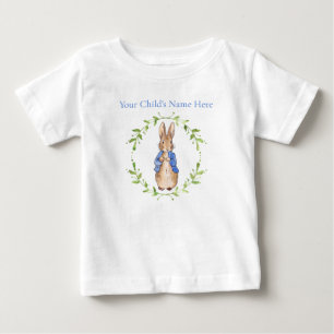 カスタム クラシック うさぎ ブルーのジャケット ベビーTシャツ