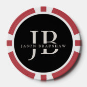 カスタム クラシック エレガント モノグラム ブラック ポーカーチップ (正面)