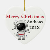 カスタム クリスマスツリー 宇宙飛行士 セラミックオーナメント (裏面)