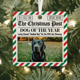 カスタム クリスマス新聞 デコレーション、犬へのギフト メタルオーナメント