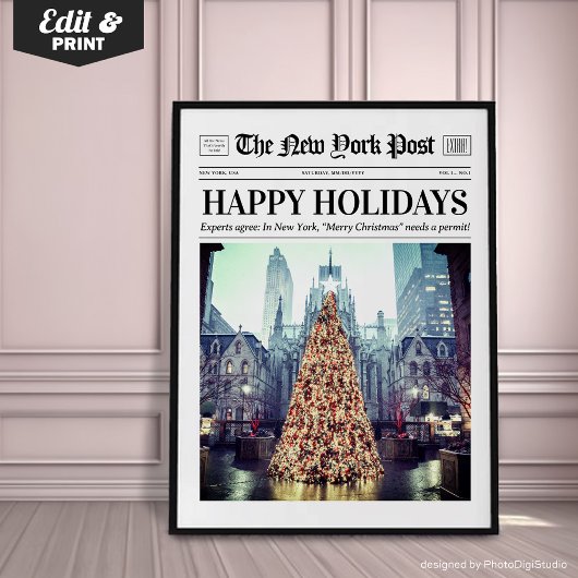 カスタム クリスマス新聞、トレンディーなクリスマスアート ポスター