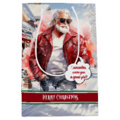 カスタム クリスマス ギフトバッグ おしゃれサンタ アクセント (正面)