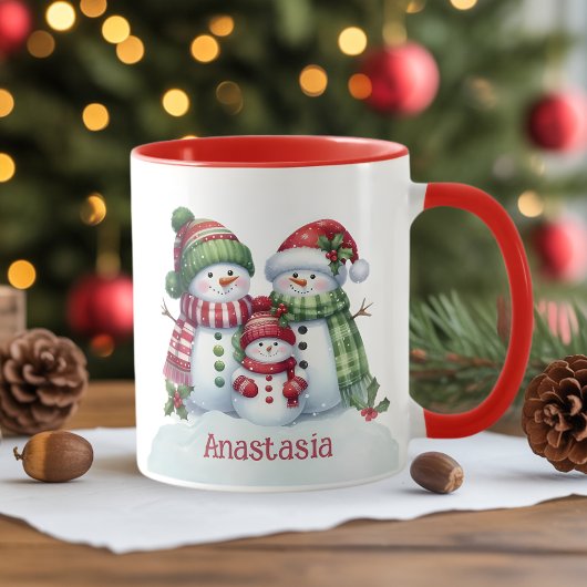 カスタム クリスマス スノーマン コーヒーマグ マグカップ