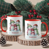 カスタム クリスマス スノーマン コーヒーマグ マグカップ