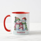 カスタム クリスマス スノーマン コーヒーマグ マグカップ (左)