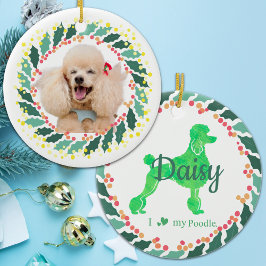 カスタム クリスマス パステルグリーン プードル オーナメント