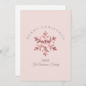 カスタム クリスマス ピンクのバラの雪の結晶 メタリック (正面/裏面)