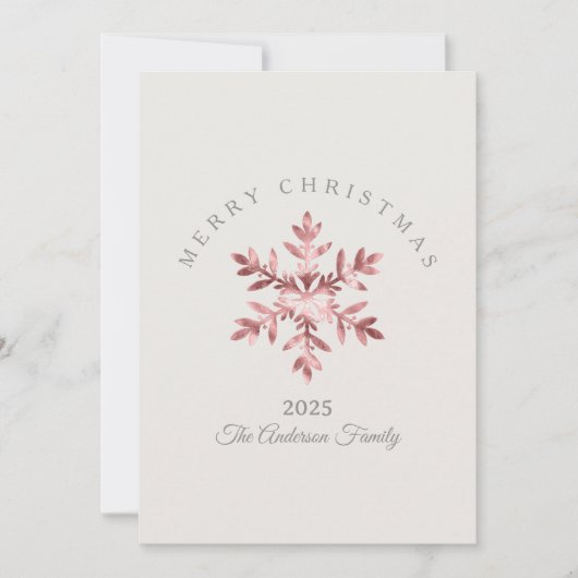 カスタム クリスマス ピンクのバラの雪の結晶 金属 (正面)