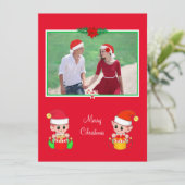 カスタム クリスマス 写真 & 赤い背景の可愛い妖精 (スタンド正面)