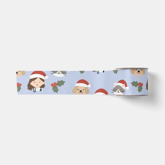 カスタム クリスマス 動物病院 サテンリボン (正面)