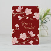 カスタム クリスマス 新年 フローラル フォイル インビテーション 箔招待状 (立ち正面)