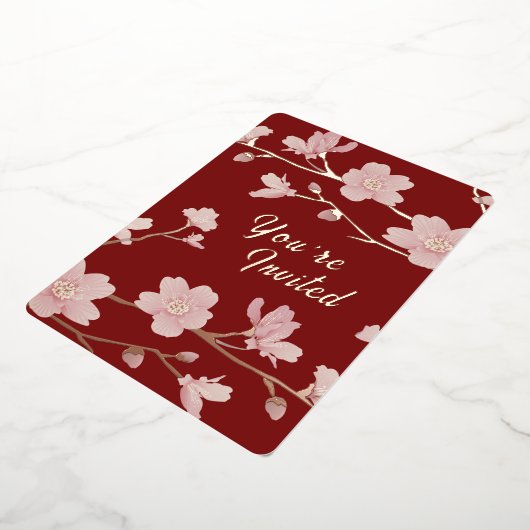 カスタム クリスマス 新年 フローラル フォイル インビテーション 箔招待状 (回転した状態)