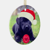 カスタム クリスマス 黒犬 写真 セラミックオーナメント (右)