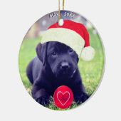 カスタム クリスマス 黒犬 写真 セラミックオーナメント (左)