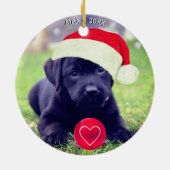 カスタム クリスマス 黒犬 写真 セラミックオーナメント (裏面)