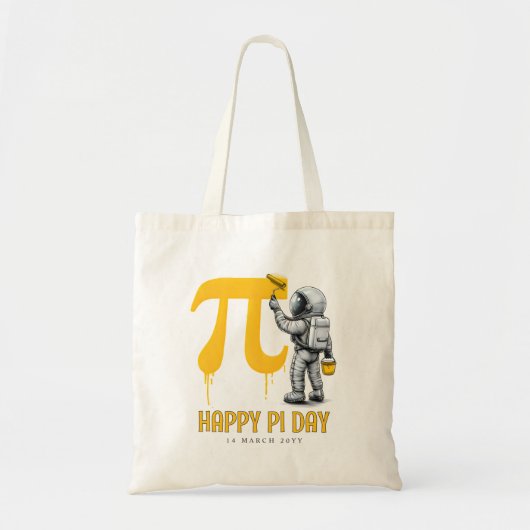 カスタム クールな宇宙飛行士の絵 Pi シンボル Pi デー トートバッグ (正面)