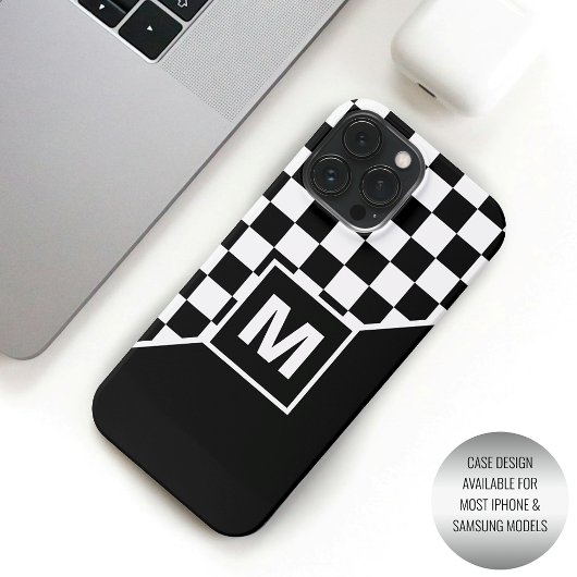 カスタム クール 黒と白の市松模様の旗 パターン Case-Mate iPhoneケース