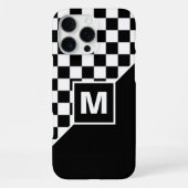 カスタム クール 黒と白の市松模様の旗 パターン iPhoneケース (裏面)
