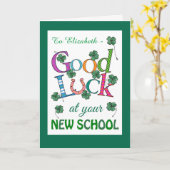 カスタム・グッドラック・アット・ニュースクール四葉クローバー カード (黄色い花)