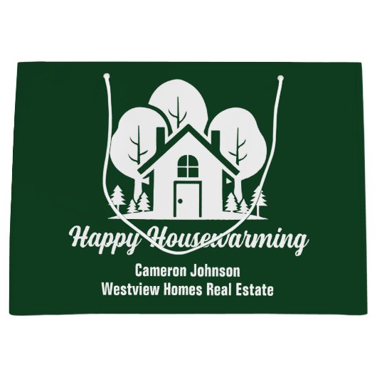 カスタム グリーンフォレスト ハウス 不動産会社 ラージペーパーバッグ (正面)