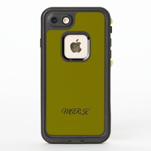 カスタム グリーン-イエロー フォンケース 名前入りN LifeProof iPhoneケース (裏面)
