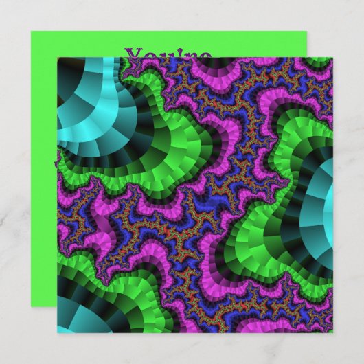 カスタム グリーン パープル ギア 招待状 (正面/裏面)