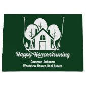 カスタム グリーン フォレスト ハウス 不動産会社 ラージペーパーバッグ (正面)