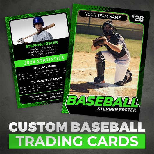 カスタム グリーン ブラック プロ野球 トレーディング カード 統計
