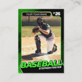 カスタム グリーン ブラック プロ野球 トレーディング カード 統計 (正面)